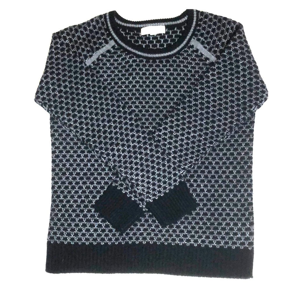 Pink Rose Black & Grey Sweater